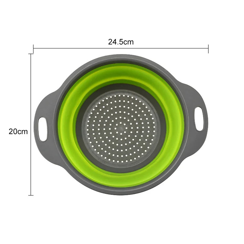 1/2pcs Silicone Round Folding Vegetable Fruits Washing Drain Basket Colander Strainer Collapsible Drainer Kitchen Tool